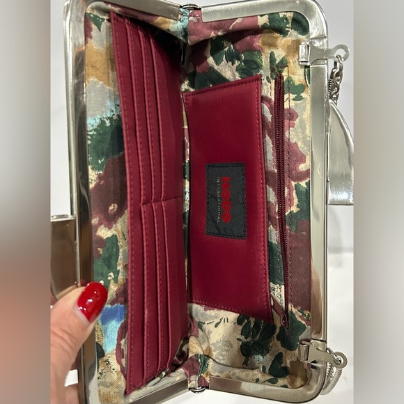 HOBO Black Leather Clutch with Silver Chain handbag - Picture 6 of 7